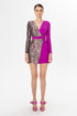 Half Sequined V Neck Mini Dress